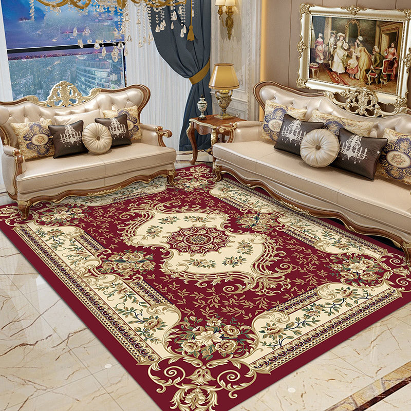 Navy Modern Rug Polyester Graphic Rug Non-Slip Backing Rug for Home Decoraion