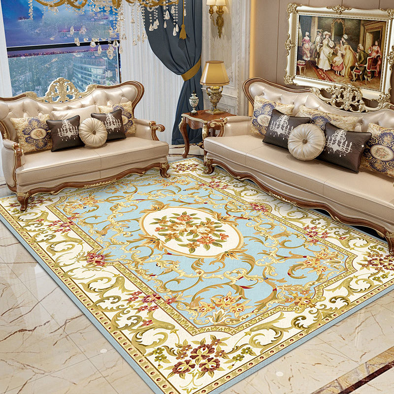 Navy Modern Rug Polyester Graphic Rug Non-Slip Backing Rug for Home Decoraion