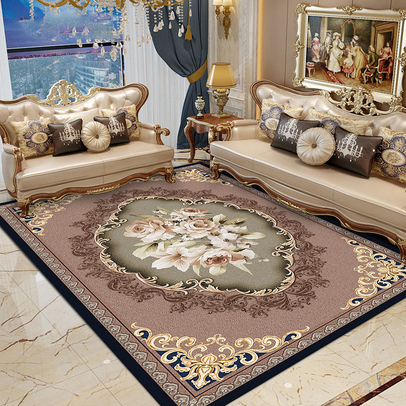 Navy Modern Rug Polyester Graphic Rug Non-Slip Backing Rug for Home Decoraion