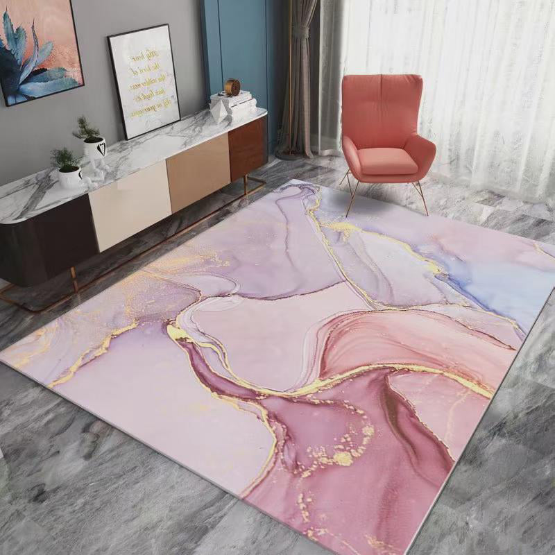 Purple Modern Carpet Polyester Graphic Carpet Washable Carpet for Living Room