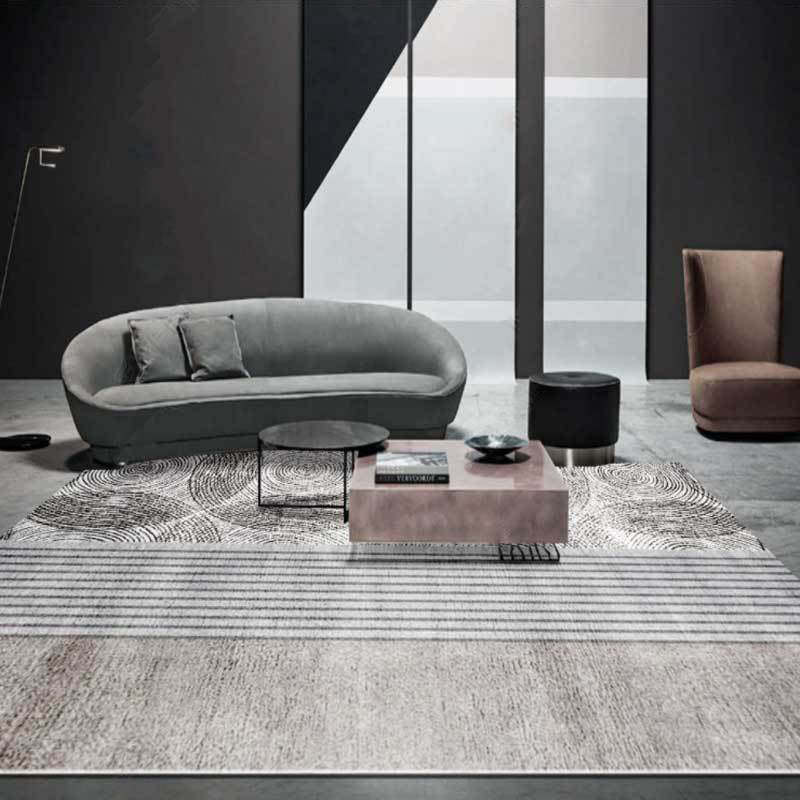 Gray Modern Carpet Polyester Constrast Color Carpet Washable Carpet for Living Room