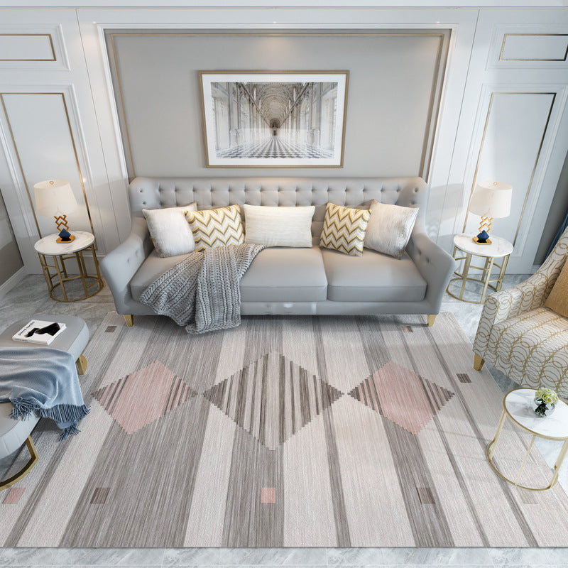 Dark Gray Modern Rug Polyester Graphic Rug Non-Slip Backing Rug for Home Decor