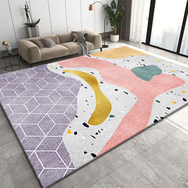 Dark Orange Deer Area Carpet Polyester Nordic Carpet Non-Slip Backing Rug for Drawing Room