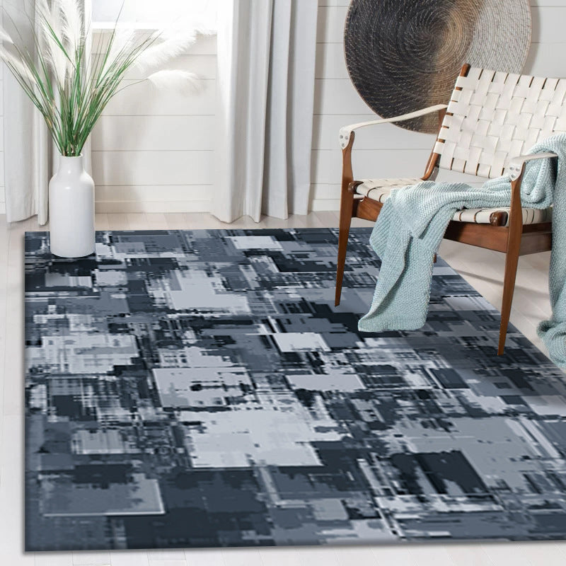 Dark Brown Modern Rug Polyester Graphic Rug Stain Resistant Rug for Drawing Room