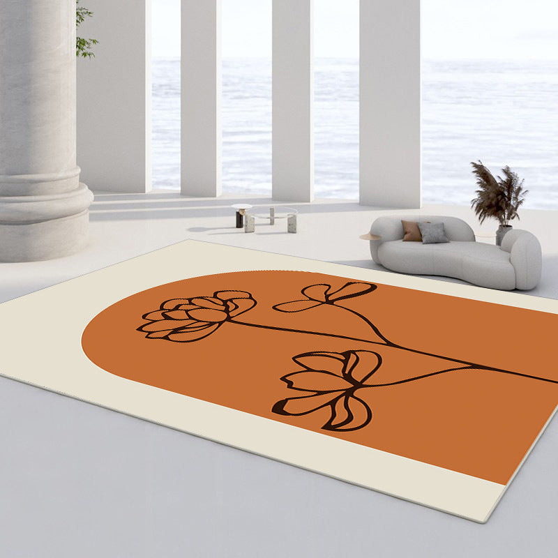 Aprikosen Farbblock Teppich Polyester Moderner Teppich -Waschmaschine für Wohnkultur