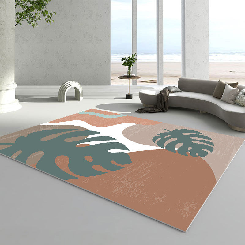 Alfombra nórdica marrón oscuro pieza de color poliéster alfombra de alfombra interior resistente para manchas para sala de estar