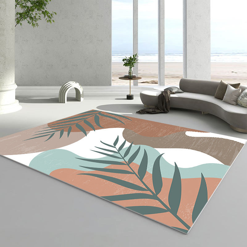 Alfombra nórdica marrón oscuro pieza de color poliéster alfombra de alfombra interior resistente para manchas para sala de estar