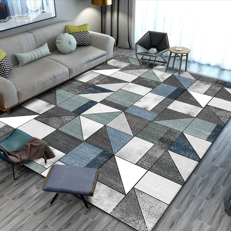 Apricot Simple Rug Polyester Geometric Rug Non-Slip Backing Rug for Living Room
