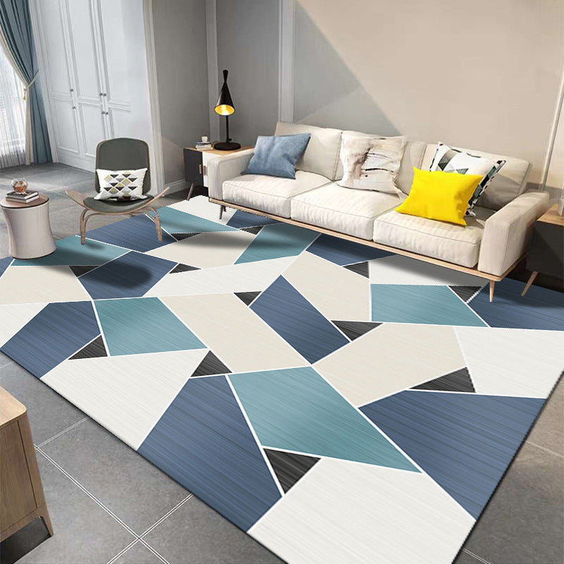 Apricot Simple Rug Polyester Geometric Rug Non-Slip Backing Rug for Living Room