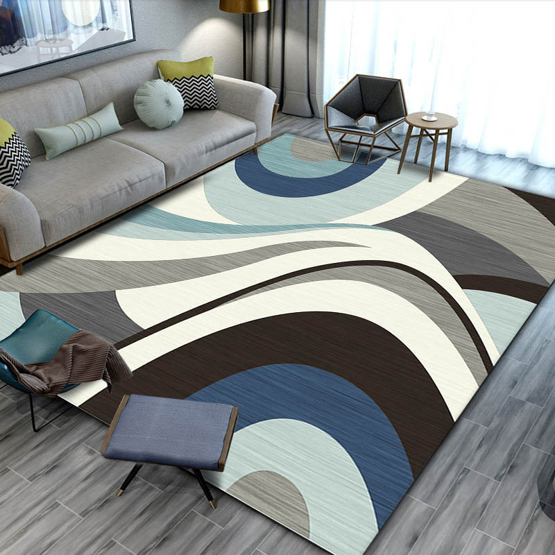 Apricot Simple Rug Polyester Geometric Rug Non-Slip Backing Rug for Living Room