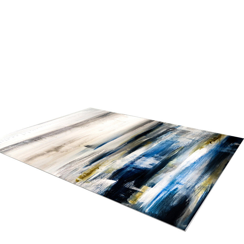 White Graphic Rug Polyester Contemporary Rug Stain Resistant Rug for Home Decor