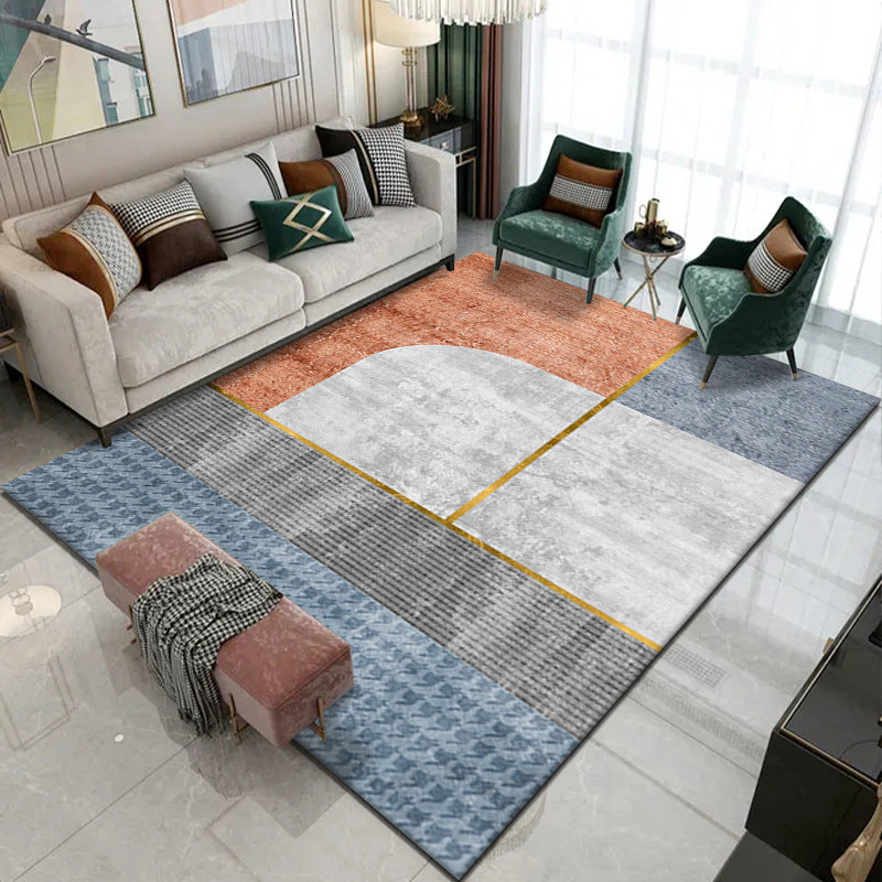 Orange Nordic Rug Polyester Modern Area Rug Non-Slip Backing Rug for Home Decor