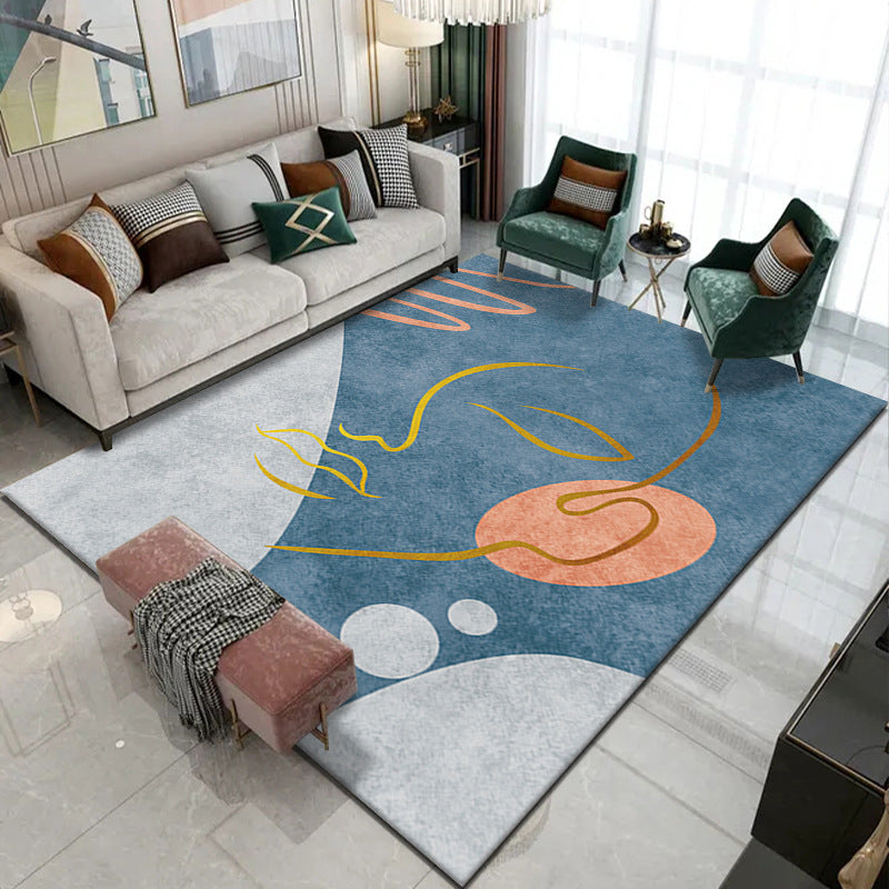 Orange Nordic Rug Polyester Modern Area Rug Non-Slip Backing Rug for Home Decor