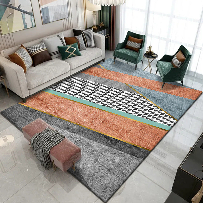 Orange Nordic Rug Polyester Modern Area Rug Non-Slip Backing Rug for Home Decor
