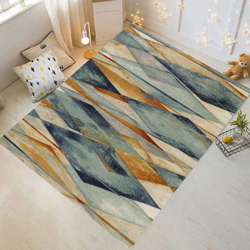 Gray Minimalist Rug Polyester Graphic Rug Washable Rug for Living Room