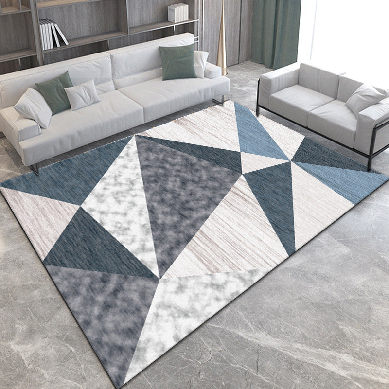 Gray Modern Rug Polyester Abstract Print Rug Non-Slip Backing Rug for Home Decor