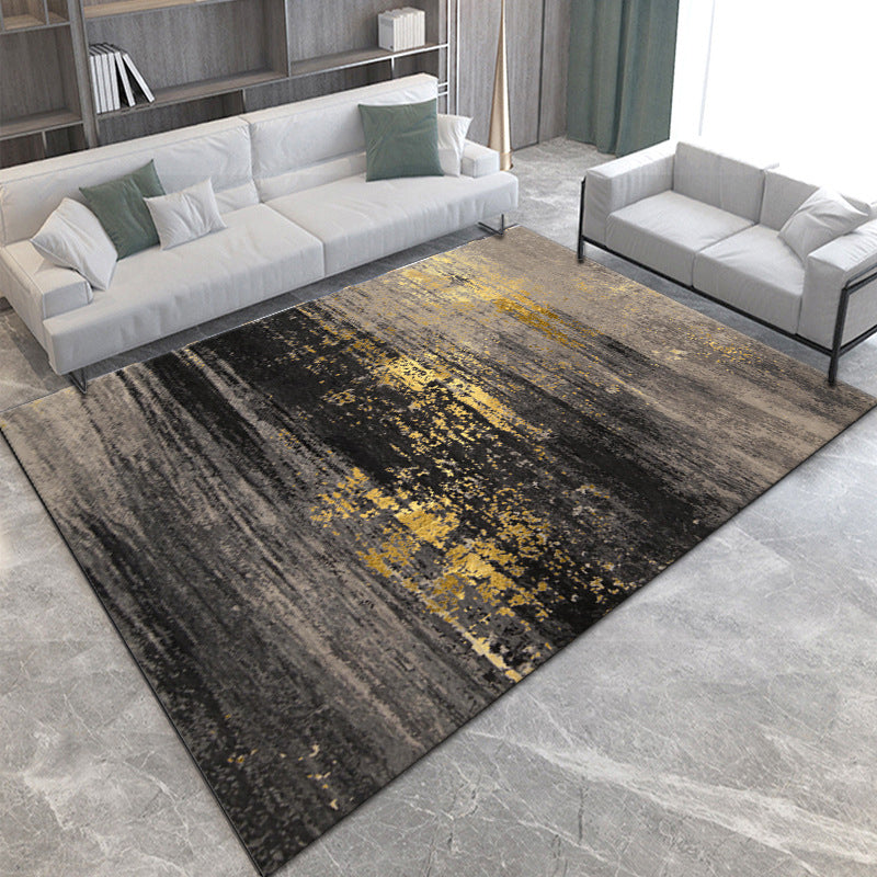 Gray Modern Rug Polyester Abstract Print Rug Non-Slip Backing Rug for Home Decor