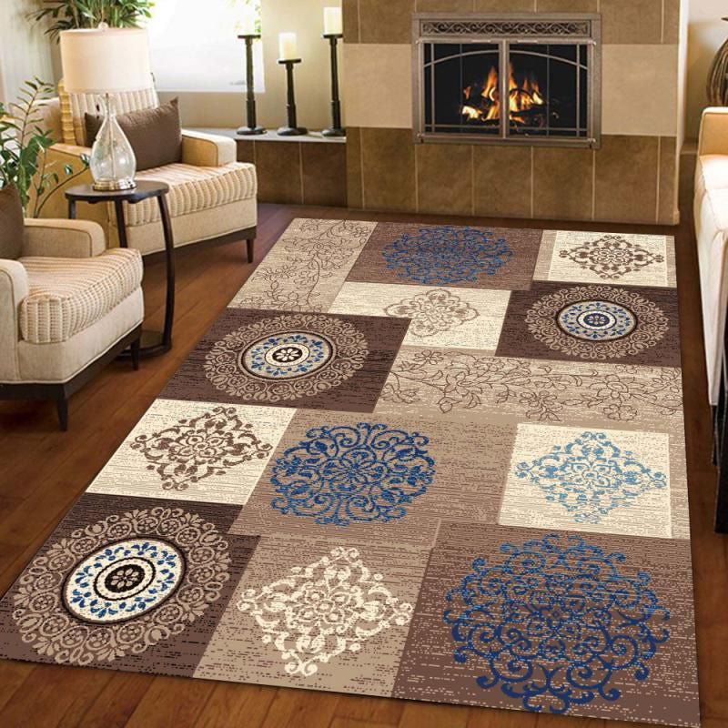 Rose Red Graphic Rug Polyester Modern Rug Washable Rug for Living Room