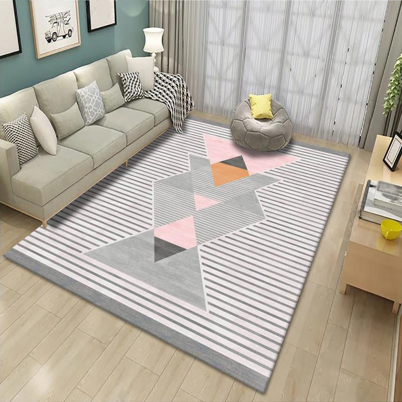 Apricot Modern Rug Polyester Geometric Patterns Rug Washable Rug for Living Room