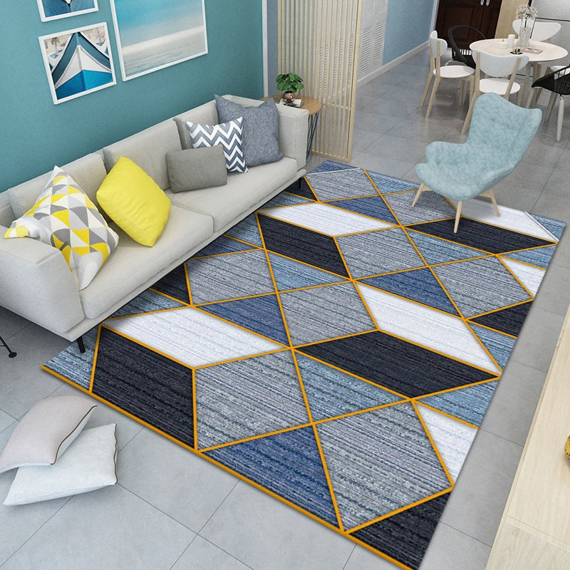 Living Room Carpet Geometry Print Stain Resistant Rug Polyester Rug for Home Decor