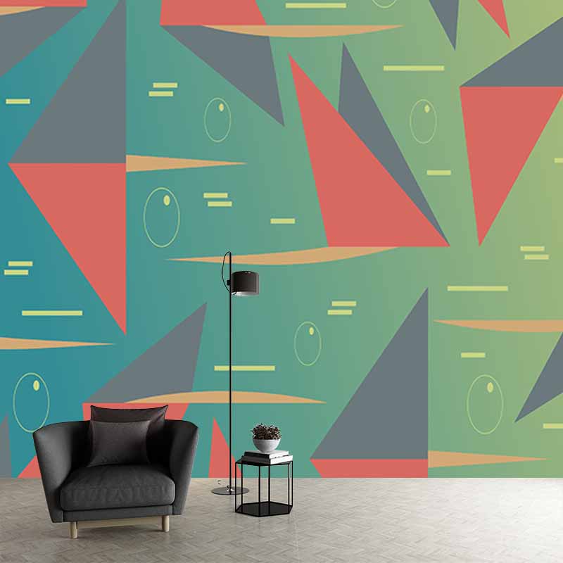 Triangle Geometry Illustration Mural Decal Waterproof Wall Covering for Living Room