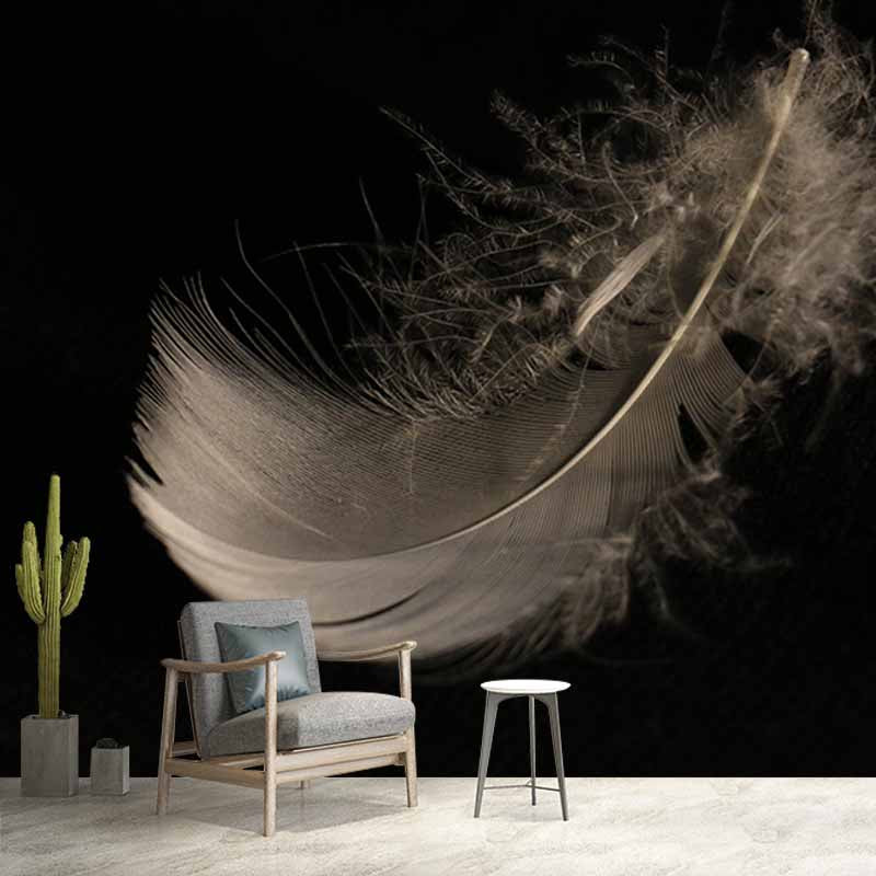 Minimalism Style Feather Mural Decal for Living Room Bedroom, Custom Size