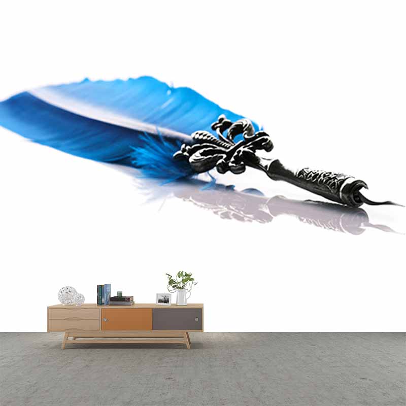 Minimalism Style Feather Mural Decal for Living Room Bedroom, Custom Size