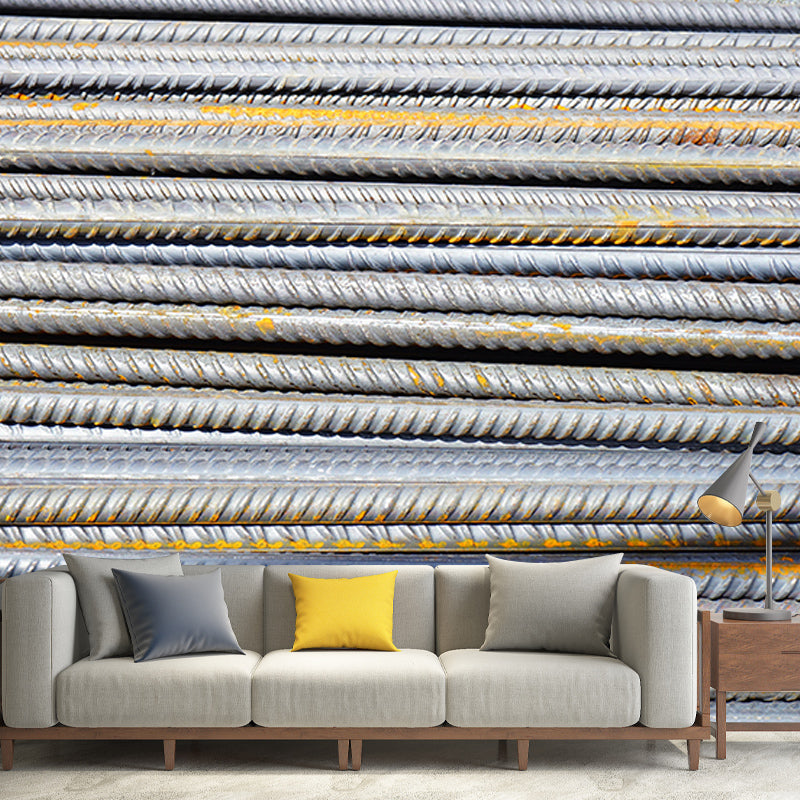 Industrial Style Metal Mural Wallpaper Horizontal Photography Living Room Wall Covering