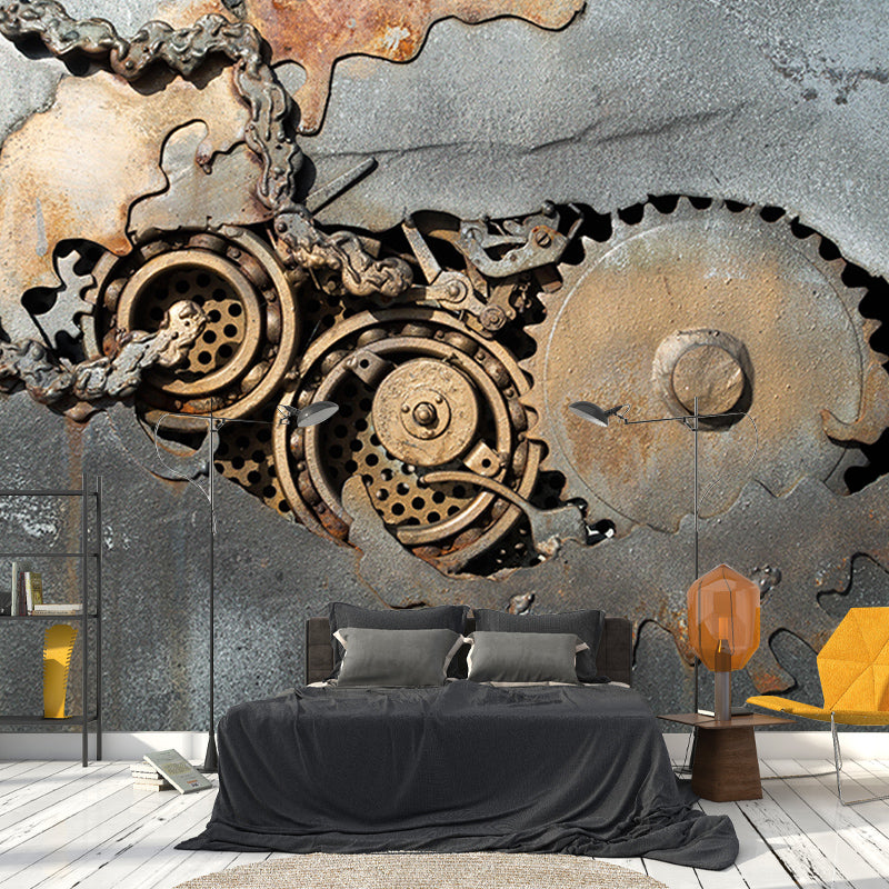 Living Room Industrial Metal Wall Mural Wallpaper Horizontal Photography Wall Covering