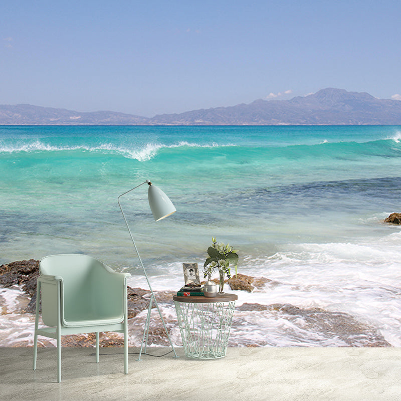 Contemporary Photography Sea Wall Mural Wallpaper Sitting Room Wall Covering
