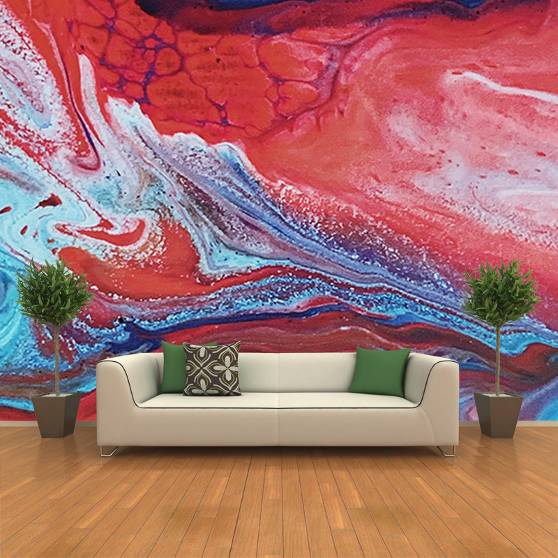 Peinture murale abstraite pour décoration de salon aux couleurs douces, réalisée sur mesure