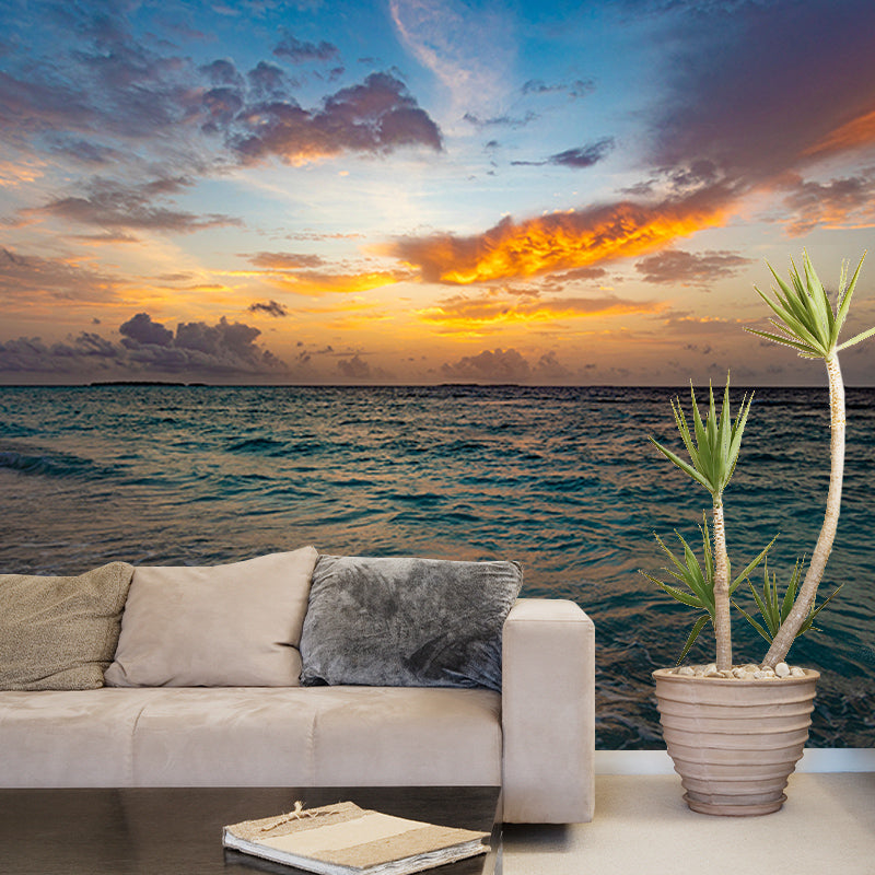 Tropical Beach Wall Mural Decal for Sleeping Room Stain Resistant, Personalized Size