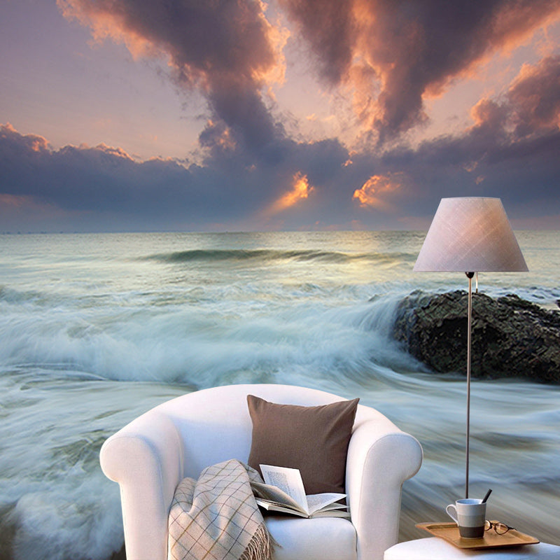 Tropical Beach Wall Mural Modern Moisture Resistant Wall Decor for Bedroom