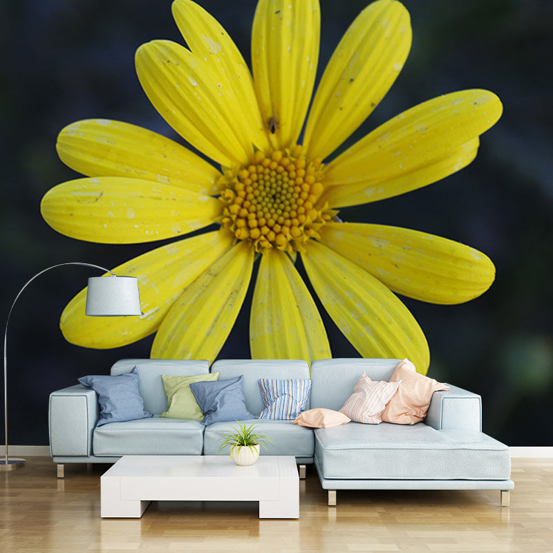 Yellow Flower Mural Wallpaper Bedroom Decorative Wall Art, Personalized Size