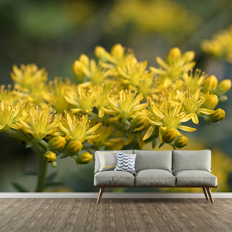Yellow Flower Mural Wallpaper Bedroom Decorative Wall Art, Personalized Size