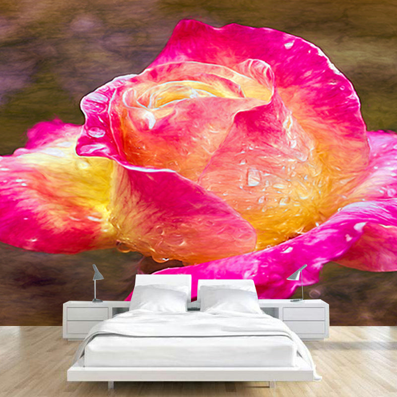 Rose Illustration Wall Covering for Living Room Flower Mural, Moisture-Resistant
