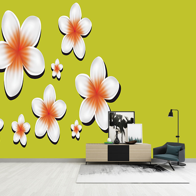 Flower Illustration Wall Mural for Sitting Room, Custom Size Available