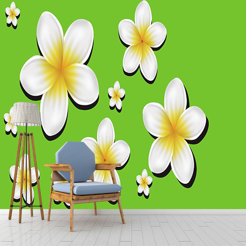 Flower Illustration Wall Mural for Sitting Room, Custom Size Available