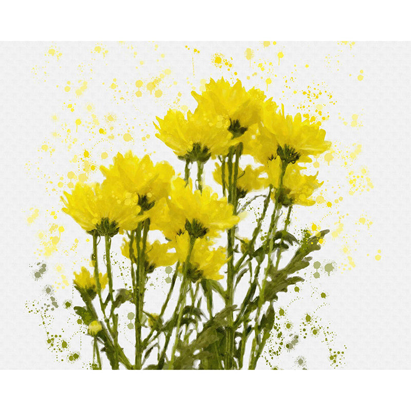 Flower Illustration Wall Mural for Sitting Room, Custom Size Available