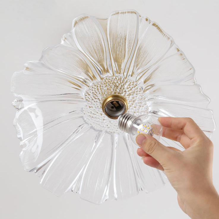 Lámpara de techo de cobre estilo colonial Lotus Metal 1 luz empotrada