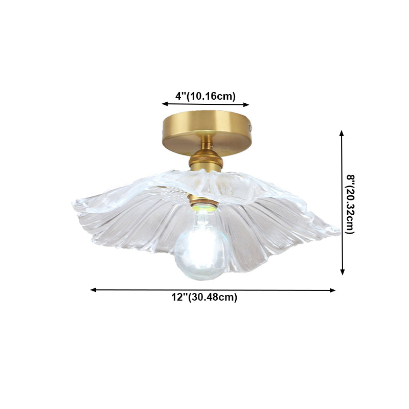 Colonial Style Copper Ceiling Light Lotus Metal 1-Light Flush Mount