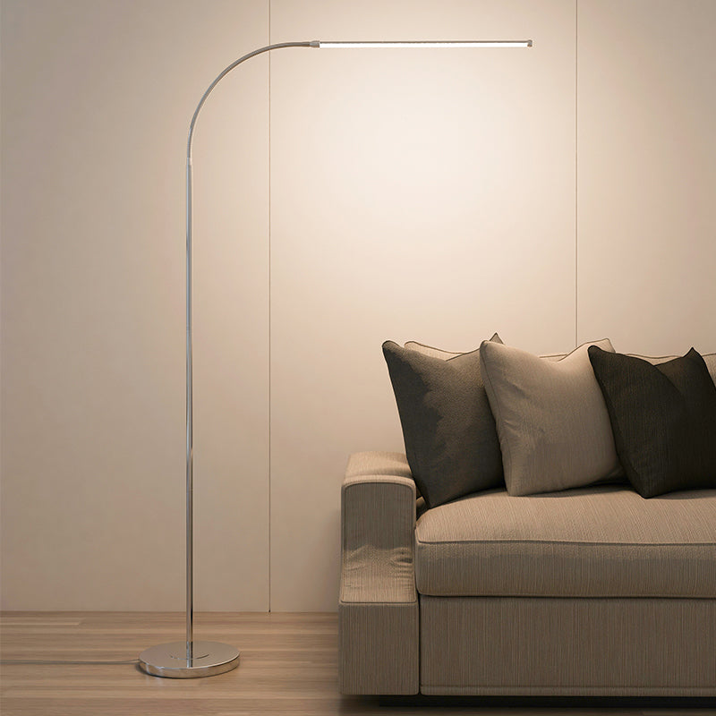 1 Light Linear-Shaped Floor Lamps Modernism Metal Standard Lamps in Silver