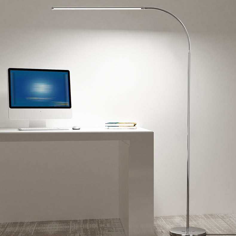 1 Light Linear-Shaped Floor Lamps Modernism Metal Standard Lamps in Silver