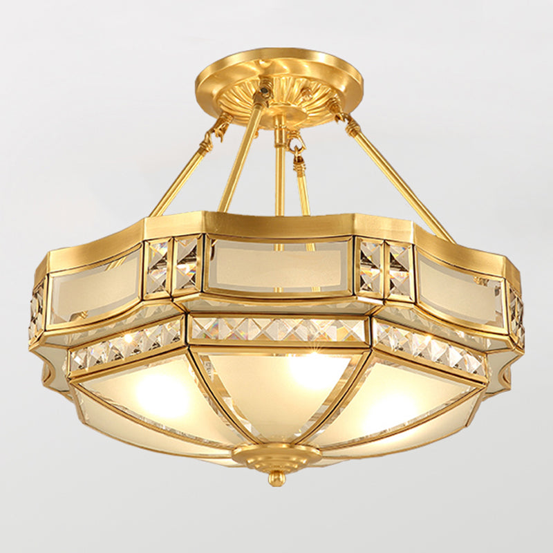 Plafonniers en cuivre de style colonial d'appareils d'éclairage de plafond affleurants de tambour