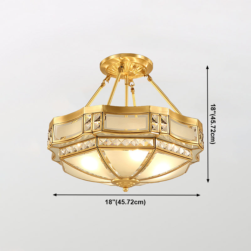 Plafonniers en cuivre de style colonial d'appareils d'éclairage de plafond affleurants de tambour