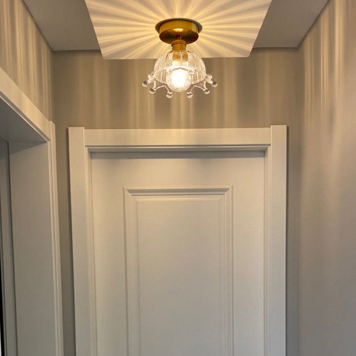 Crown Flush Mount Fixture Colonial Style Copper Ceiling Light