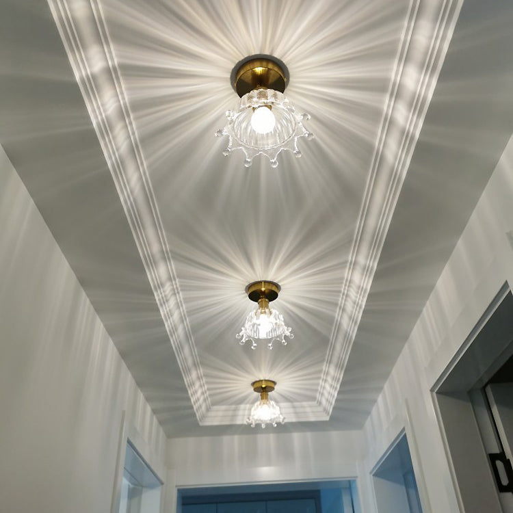 Crown Flush Mount Fixture Colonial Style Copper Ceiling Light