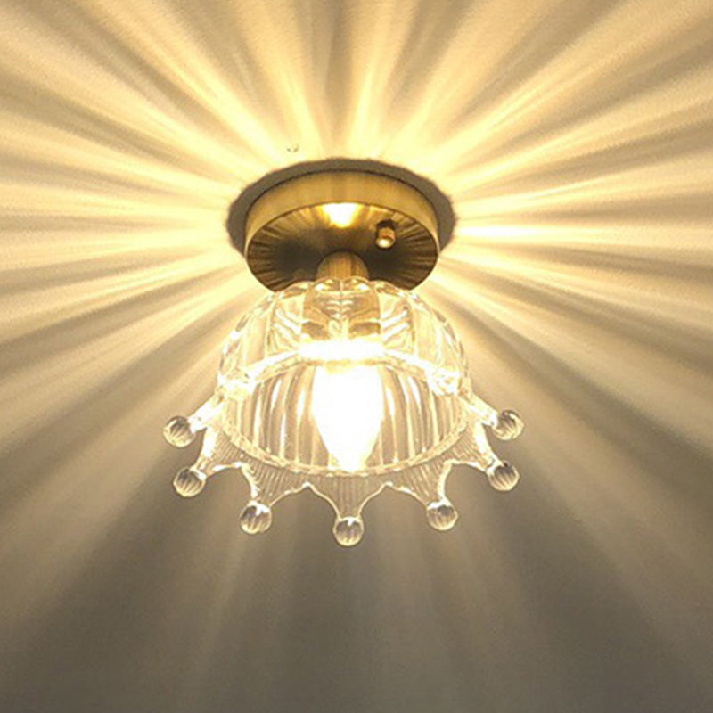 Crown Flush Mount Fixture Colonial Style Copper Ceiling Light