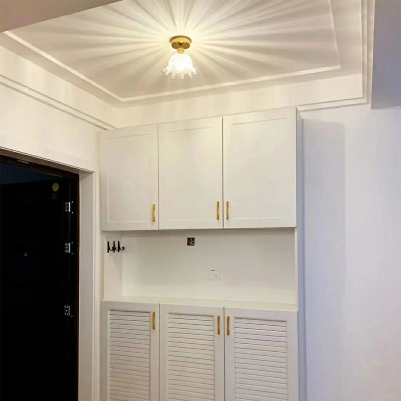 Crown Flush Mount Fixture Colonial Style Copper Ceiling Light