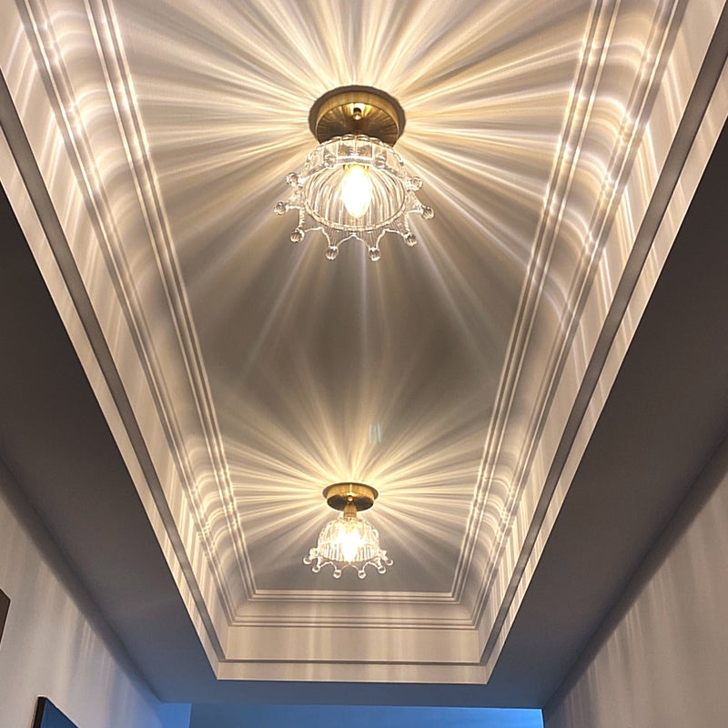 Crown Flush Mount Fixture Colonial Style Copper Ceiling Light